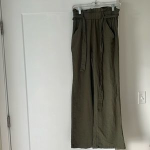 Thread and Supply (Dry Goods) olive green paper bag pants, linen